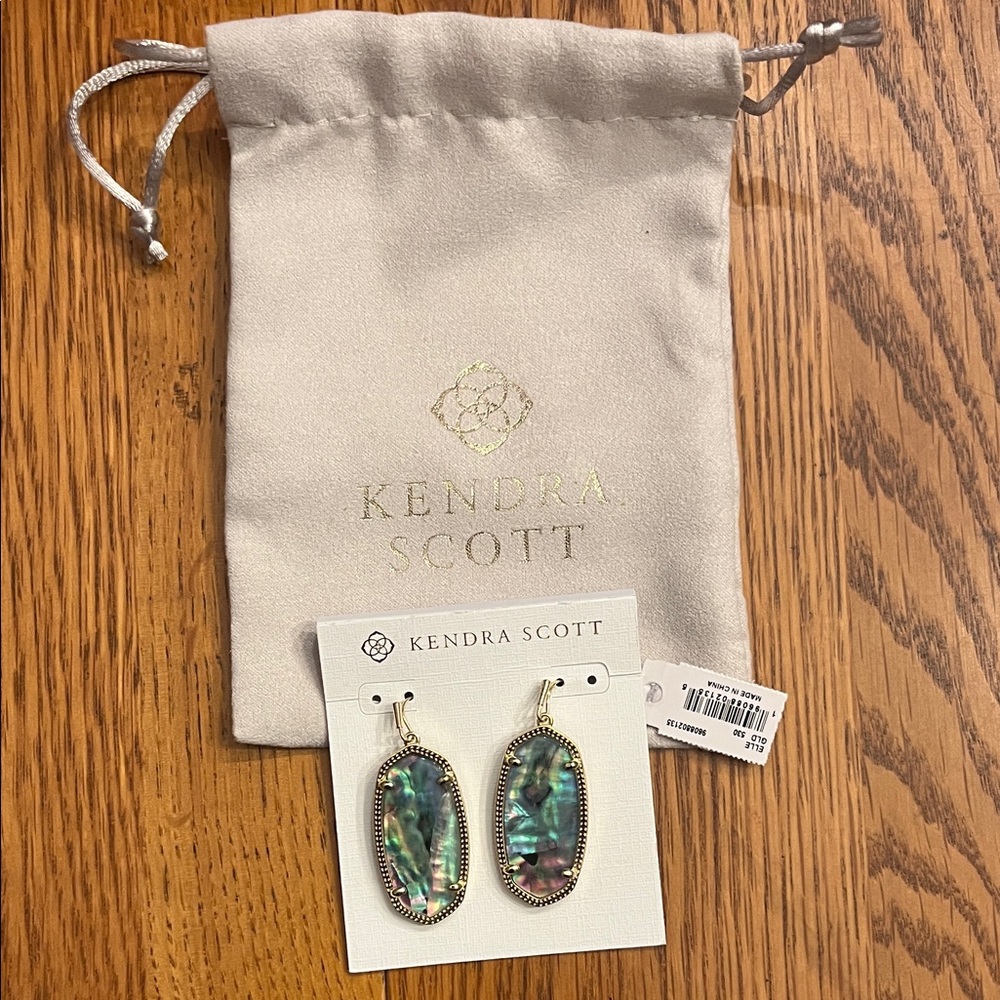 Kendra Scott Iridescent Abalone Earrings with Gold Trim